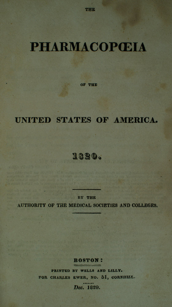 Appraisal: Pharmacopoeia of the United States of America Boston Dec -