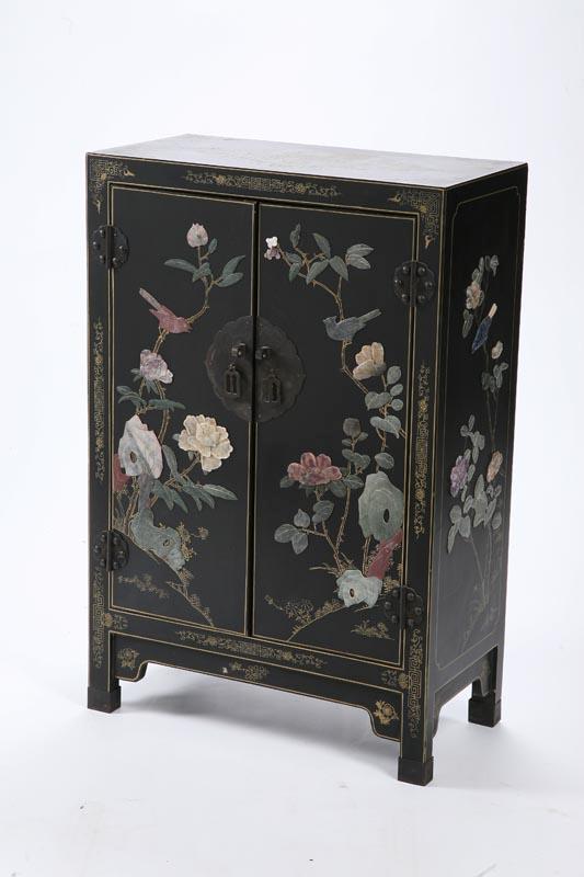 Appraisal: ASIAN CABINET Possibly China th century lacquered wood marble and