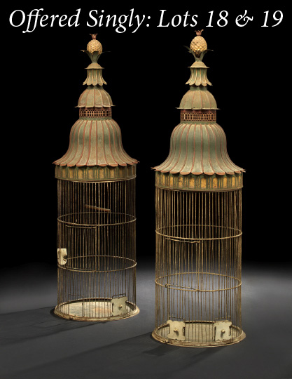 Appraisal: Tall and Stylish English Painted and Parcel-Gilt Tole and Wire