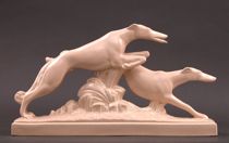 Appraisal: Ceramic Art Deco Grehounds Art Deco ceramic greyhounds in a