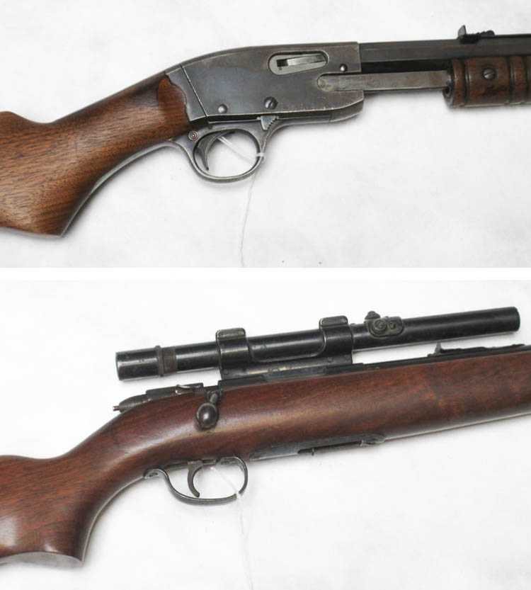 Appraisal: TWO CALIBER RIFLES Remington model Scoremaster bolt action barrel hard