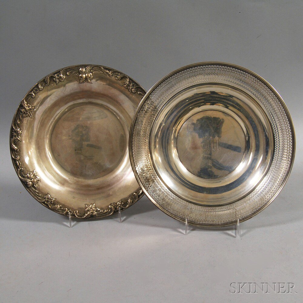 Appraisal: Two Sterling Silver Dishes a Watrous reticulated cake plate and