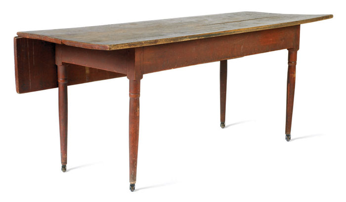 Appraisal: NEW HAMPSHIRE RED PAINTED BIRCH HARVEST TABLE WITH SCRUBBED TOP