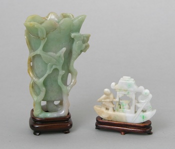 Appraisal: A Carved Jade Vase and a Carved Jade Figure of