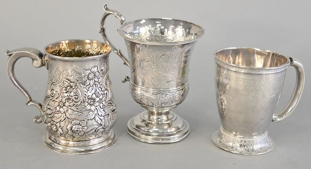 Appraisal: Three silver mugs including one English probably th century one