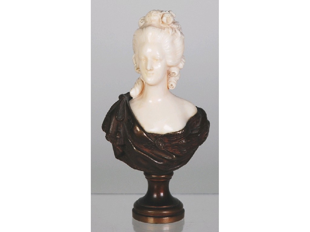 Appraisal: EUGENE BERNOUD nineteenth twentieth century FRENCH BRONZE AND IVORY BUST