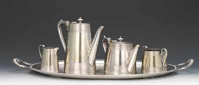 Appraisal: Richard Hodd Son Silver Plate Tea Service ca - with