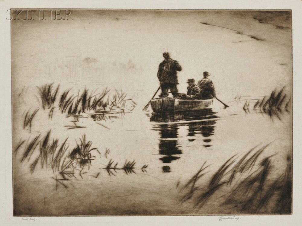 Appraisal: Levon West American - Two Sporting Scenes Duck Hunters Paddling