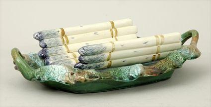 Appraisal: Majolica Asparagus Cradle x in