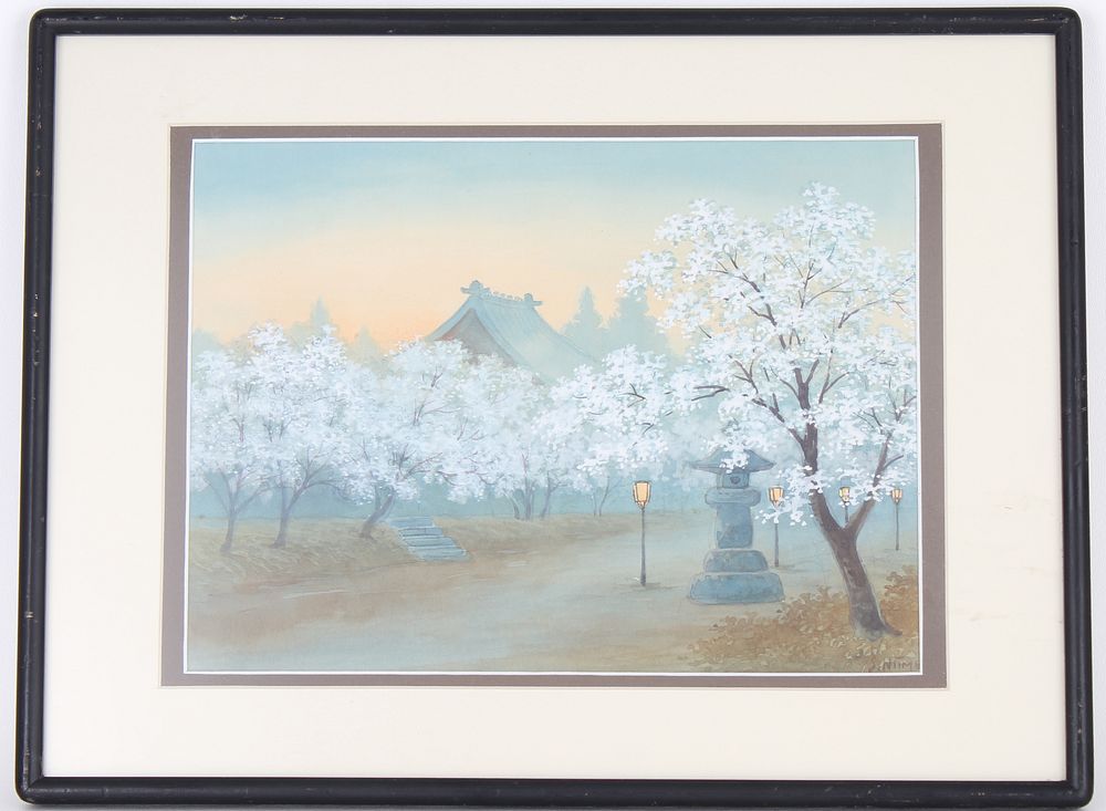 Appraisal: Signed Japanese School Painting of Cherry Blossom Signed Japanese School