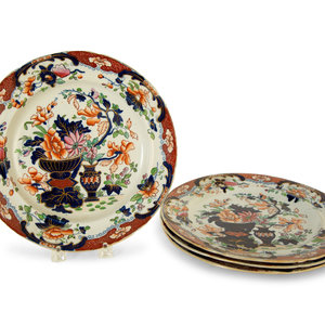 Appraisal: A Set of Four English Transfer Decorated Plates th Century