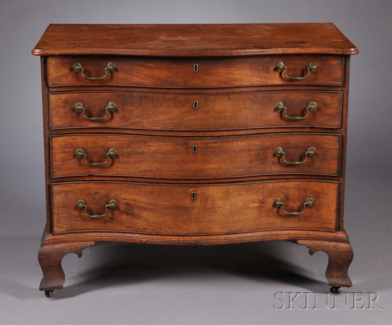 Appraisal: Chippendale Mahogany Reverse Serpentine Chest of Drawers Massachusetts late th