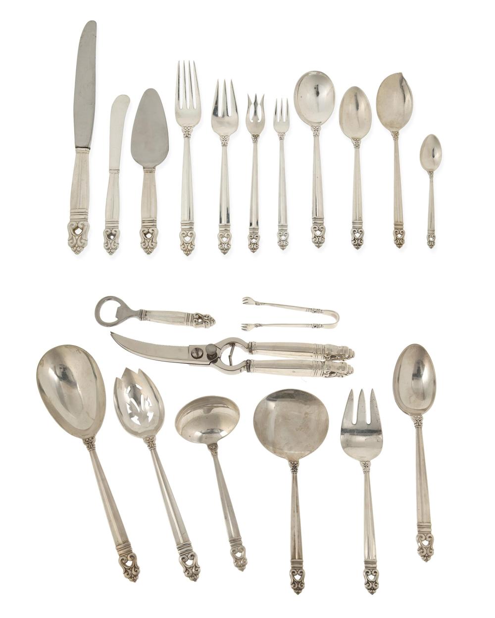 Appraisal: An International Royal Danish sterling silver flatware service th Century