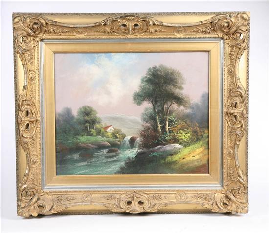 Appraisal: PASTEL ON PAPER Peaceful country scene with a house and