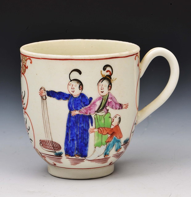 Appraisal: Worcester coffee cupcirca - decorated in polychrome enamels showing Oriental