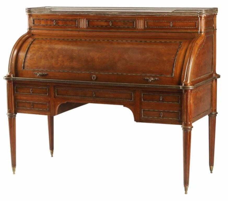 Appraisal: Louis XVI style roll top desk with bronze dore mounts