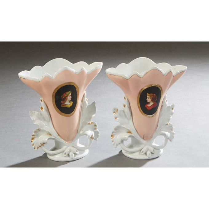 Appraisal: Pair of Old Paris Style Porcelain Flare Vases th c