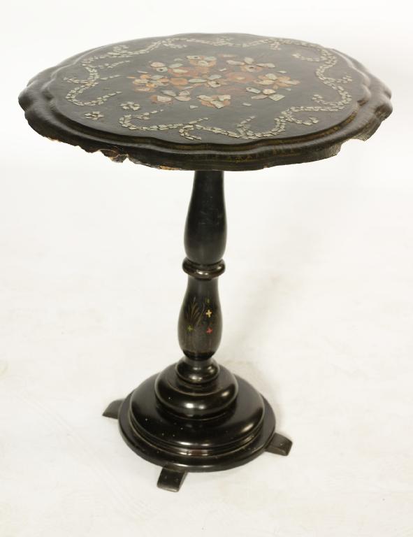 Appraisal: VICTORIAN TILT-TOP PAPIER-MACHE OCCASIONAL TABLE the shaped oval top with