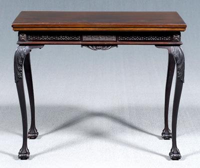 Appraisal: Chippendale style carved games table mahogany blind fret skirt acanthus