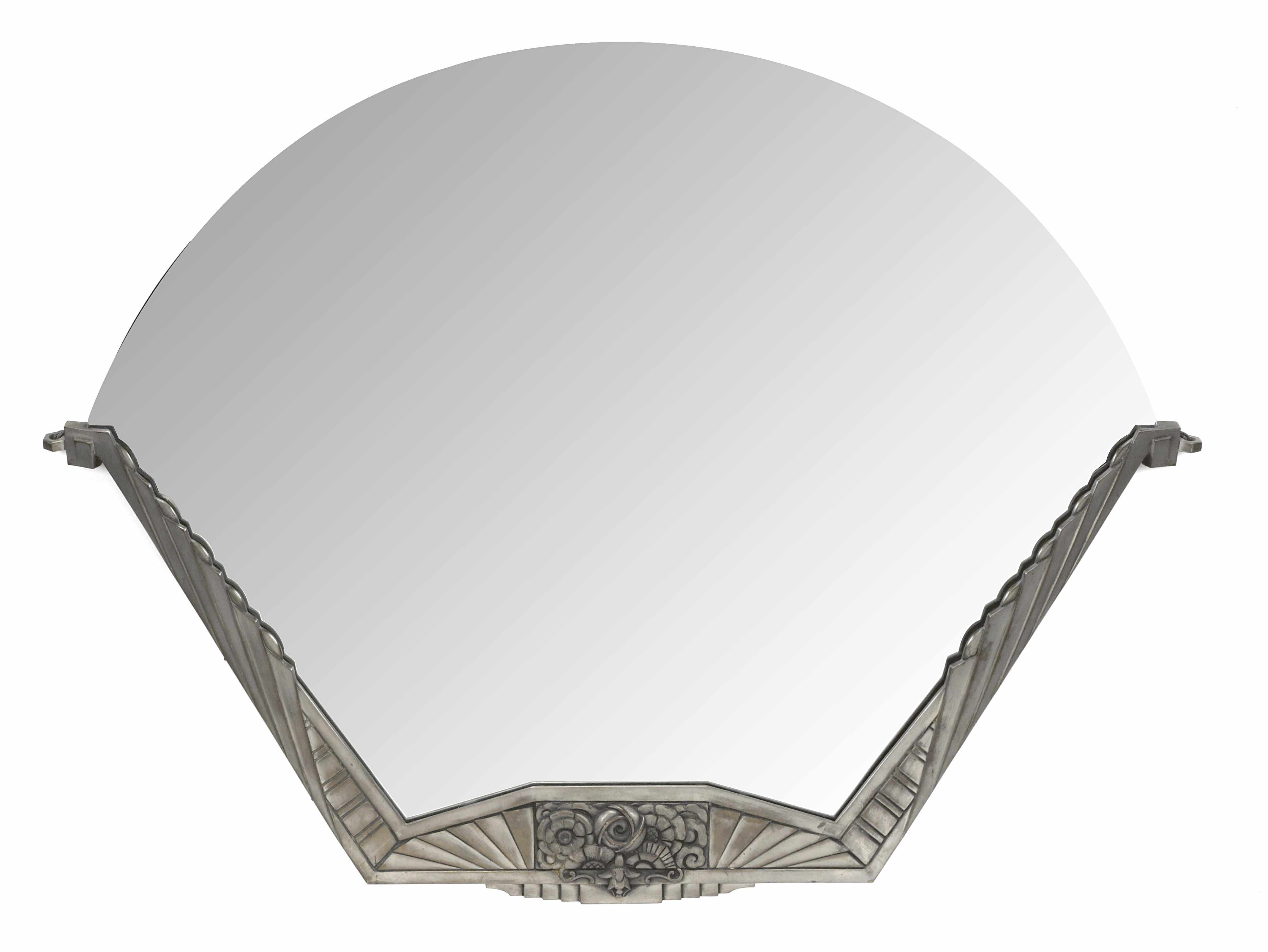 Appraisal: An Art Deco silvered metal mirror circa x in x