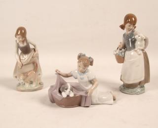 Appraisal: GROUP OF MISCELLANEOUS LLADRO PORCELAIN FIGURINES CONSISTING OF GIRL WITH