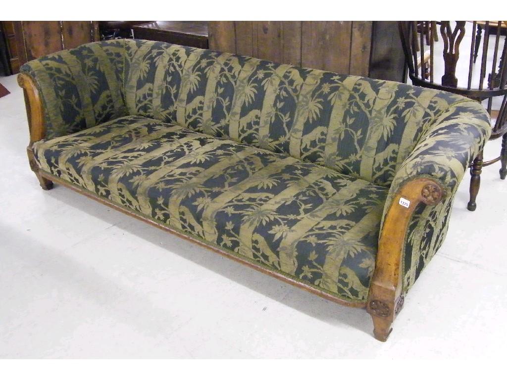 Appraisal: th century Continental walnut three seater Chesterfield settee upholstered with