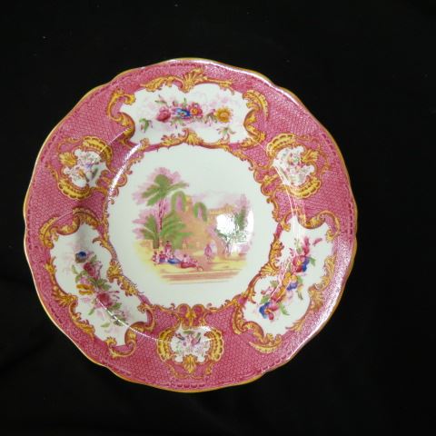 Appraisal: Copeland Spode Fine China Plates enameled scenes floral burgandy trim