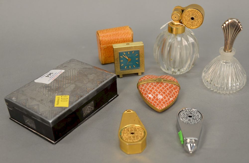 Appraisal: Group of assorted items to include crystal perfume with Marcel