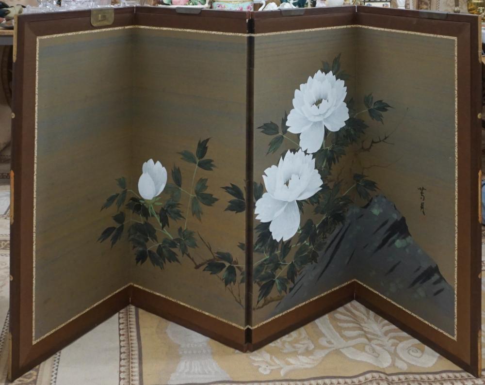 Appraisal: JAPANESE FOUR-PANEL WALL SCREEN OF FLOWERING LOTUS X IN X