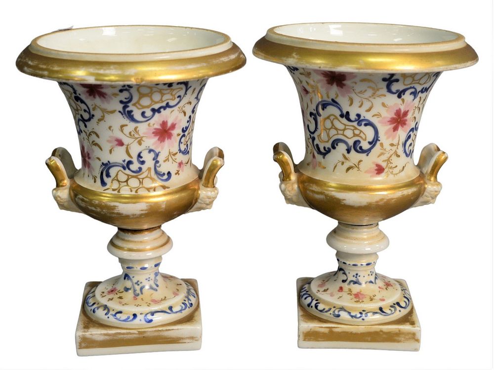 Appraisal: Pair of Paris Porcelain Urns having unglazed faces height inches