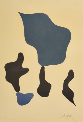 Appraisal: JEAN ARP Untitled Composition on a Yellow Ground Color woodcut