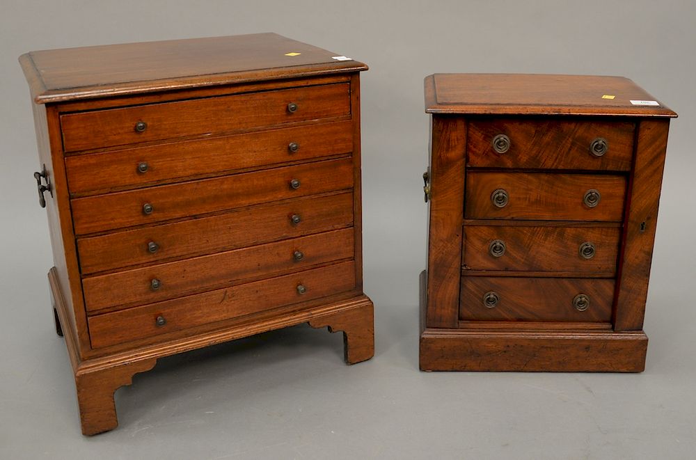 Appraisal: Two mahogany chests including small four drawer continental mahogany lockside