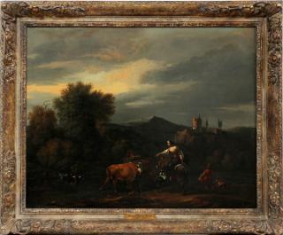 Appraisal: ATTRIBUTED TO NICOLAES BERCHEM OIL ON CANVAS OLD MASTER ATTRIBUTED