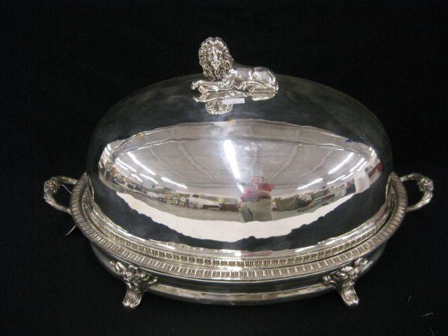 Appraisal: Silverplate Warming Tray with Dome footed inner hot water compartment