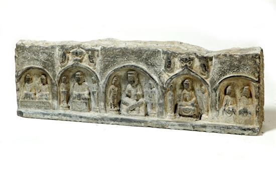 Appraisal: STONE CARVING China th century Frieze fragment of five arches