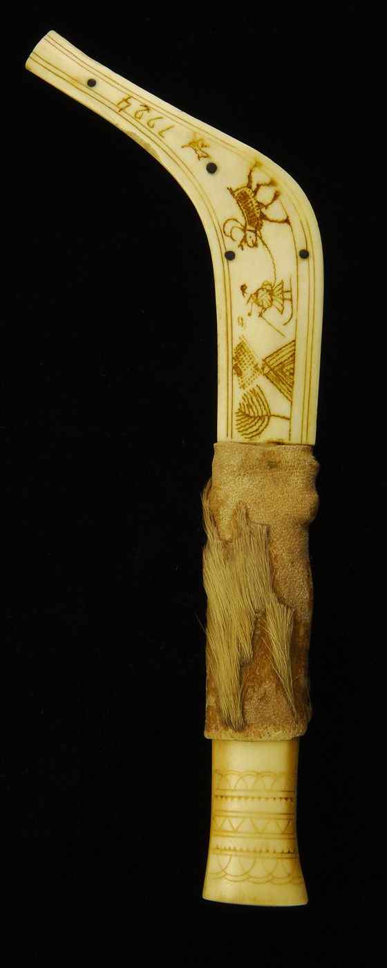 Appraisal: SCANDINAVIAN KNIFEWith bone handle shaft and scabbard Dated possibly apocryphally