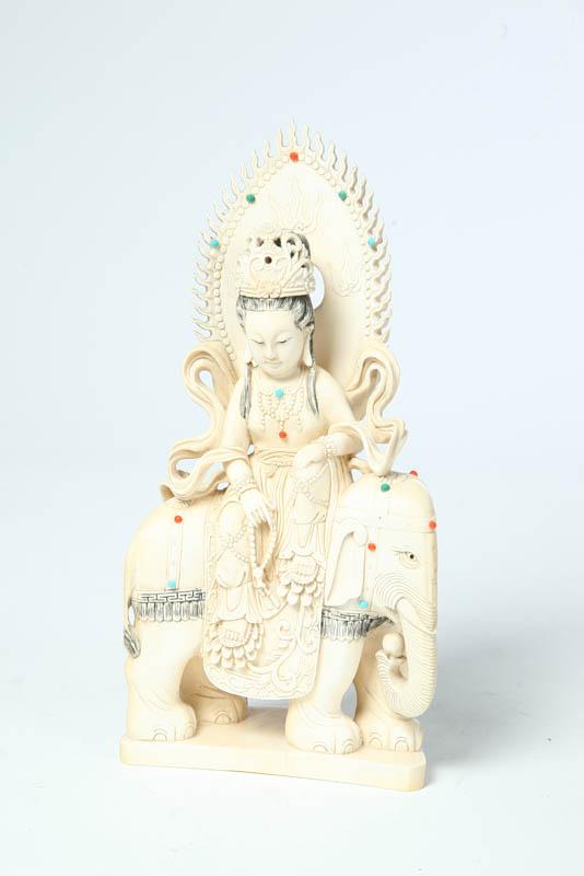 Appraisal: IVORY CARVING Asian th century Figure of a Bodhisattva on