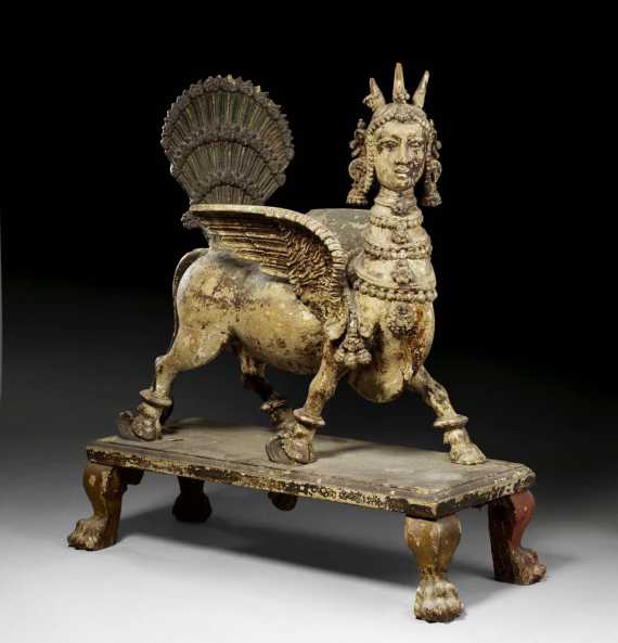 Appraisal: FABULOUS CREATURE India th century H W cm Wood with