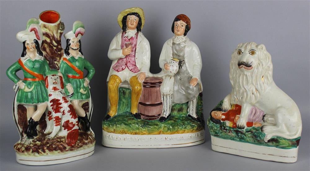 Appraisal: TWO STAFFORDSHIRE FIGURAL GROUPS including Tam O'Shanter and Sooter John