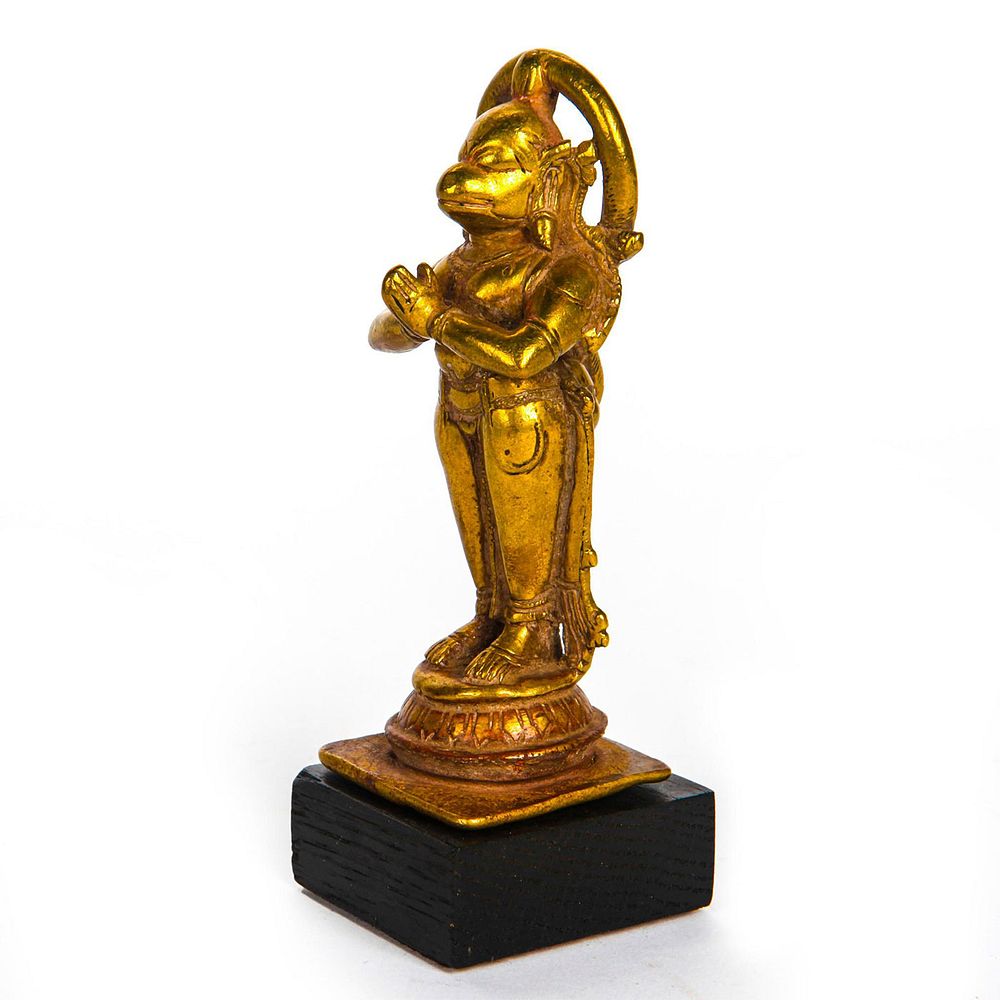 Appraisal: TH C BRASS FIGURE HANUMAN INDIA Hanuman standing with palms