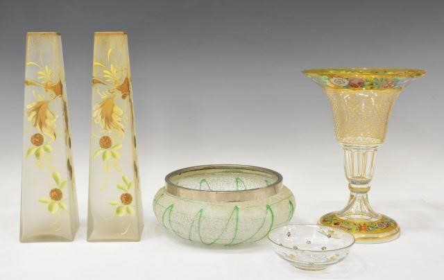 Appraisal: lot of Group of art glass items early th c