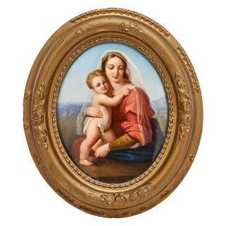 Appraisal: KPM PORCELAIN PLAQUE Painted scene of Madonna and child Germany