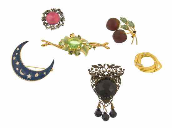 Appraisal: A Group of Six Brooches consisting of one in a