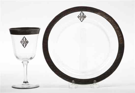 Appraisal: A Collection of Silver Rimmed Dinnerware comprising plates and stems