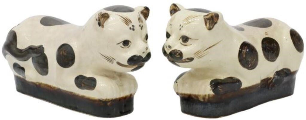 Appraisal: pair Chinese glazed ceramic neck pillows in the form of