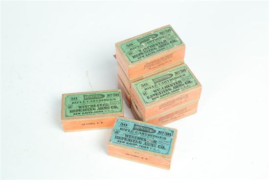 Appraisal: SEVEN BOXES OF EARLY AMMUNITION American late th century All