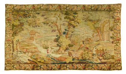 Appraisal: Continental tapestry probably french th century Extensive Landscape with Exotic