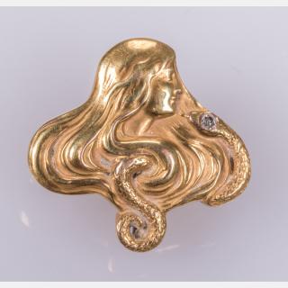 Appraisal: A kt Yellow Gold and Diamond Art Nouveau Pendant and