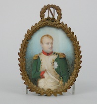 Appraisal: Portrait of Napoleon Bonaparte Oval oil on ivory or celluloid