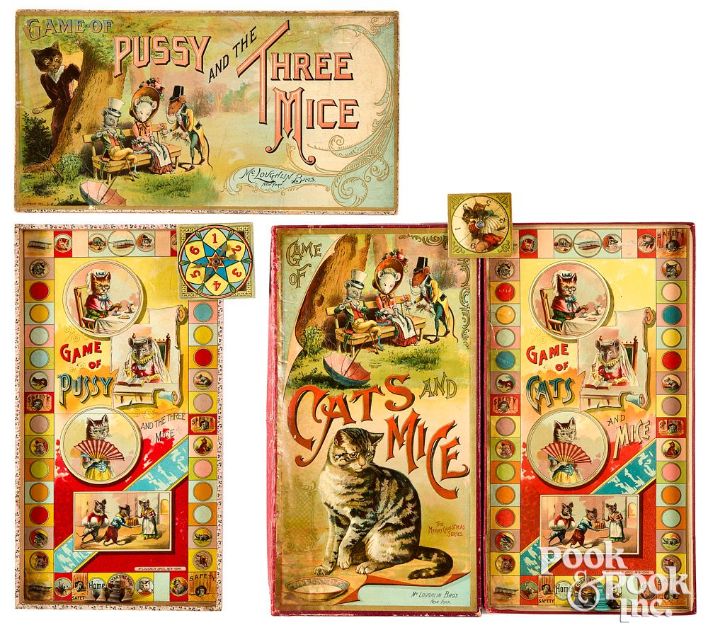 Appraisal: Two McLoughlin Bros cat and mouse games Two McLoughlin Bros